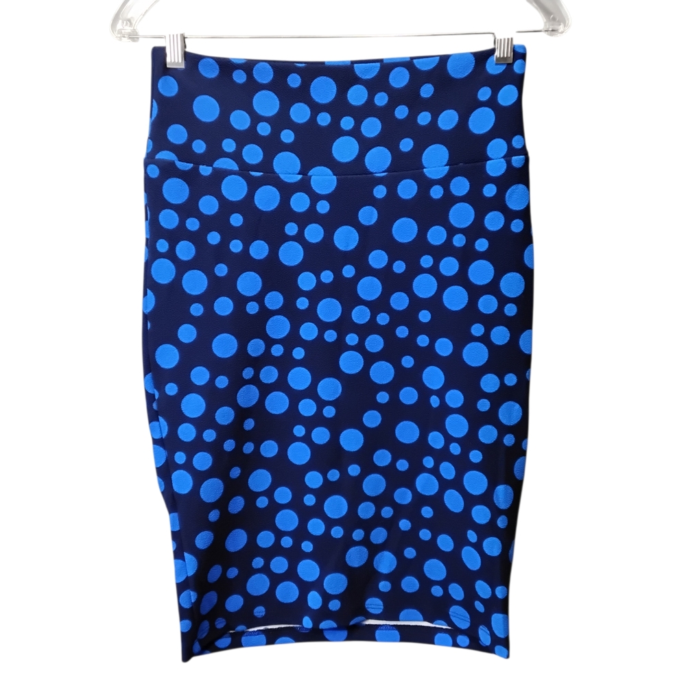 LuLaRoe Cassie Blue Polka Dot Pencil Skirt -‎ XS